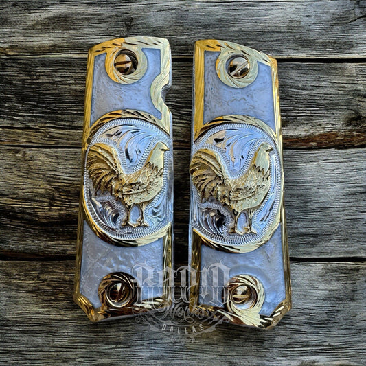 1911 45 38 Super Full Size Gallo Gold Gun Pistol Grip Cachas & 24K Screws