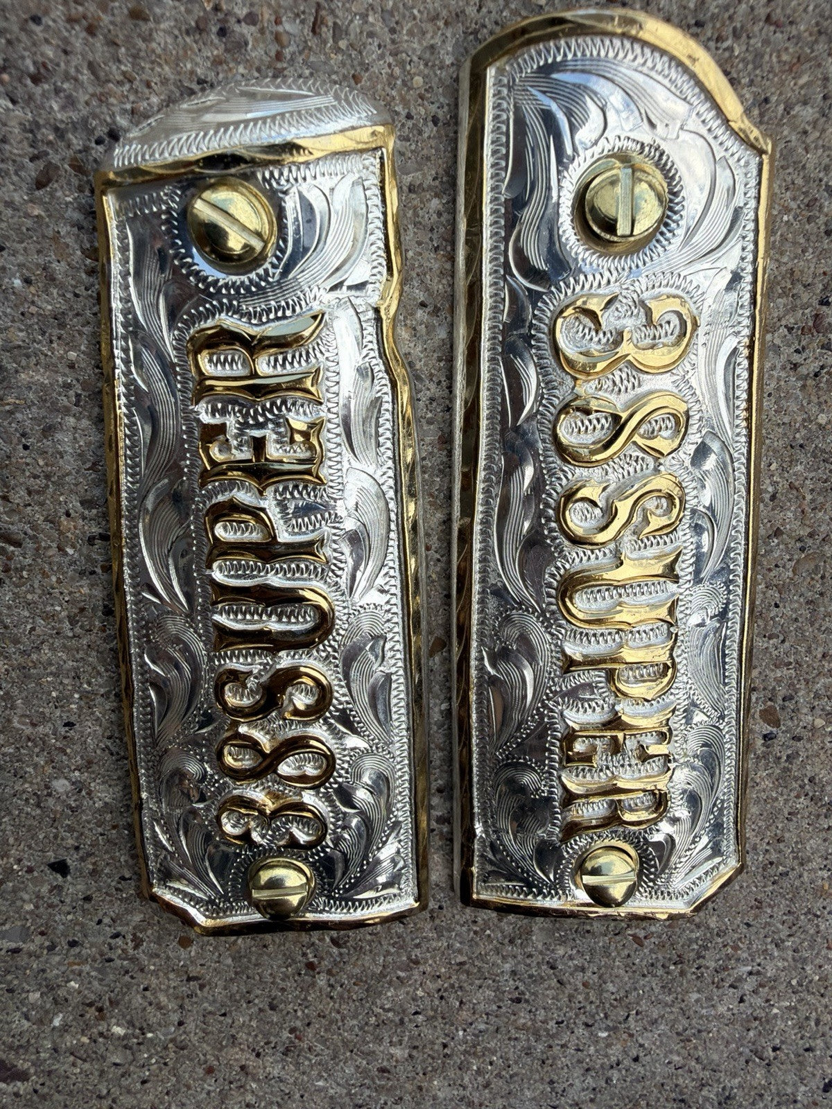 1911 45 38 Super Full Size Gold Gun Pistol Grip Cachas Chapeado & 24K Screws