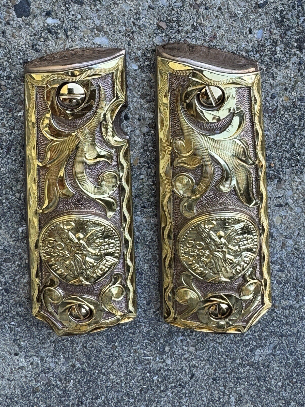 1911 45 38 Super Full Size Centenario Rose Gold Gun Grip Cachas & 24K Screws