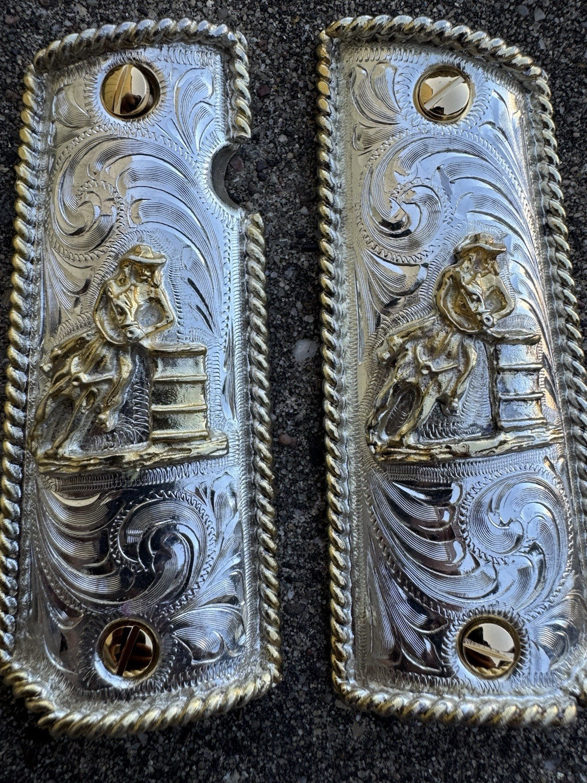 1911 45 38 Super Full Size Gold Gun Pistol Grip Cachas Chapeado & 24K Screws
