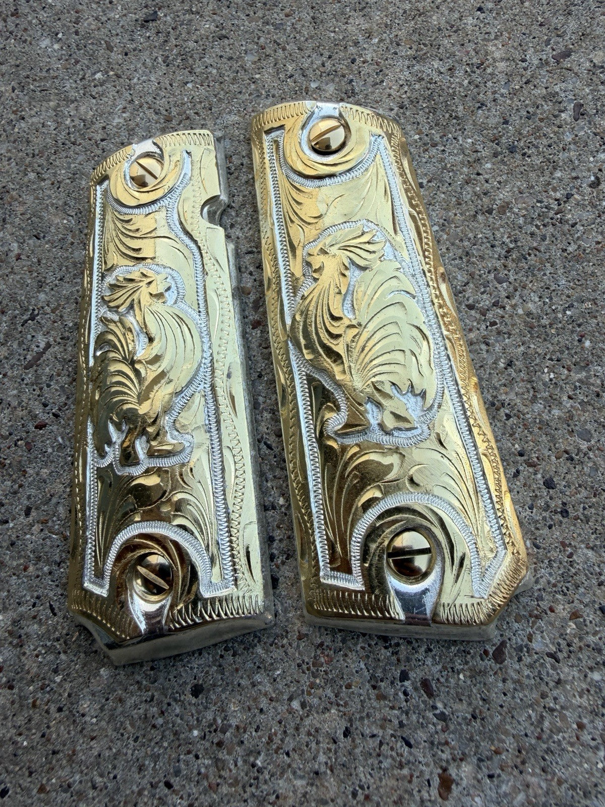 1911 45 38 Super Full Size Gallo Gold Gun Pistol Grip Cachas & 24K Screws