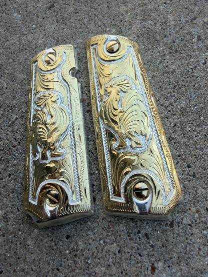 1911 45 38 Super Full Size Gallo Gold Gun Pistol Grip Cachas & 24K Screws