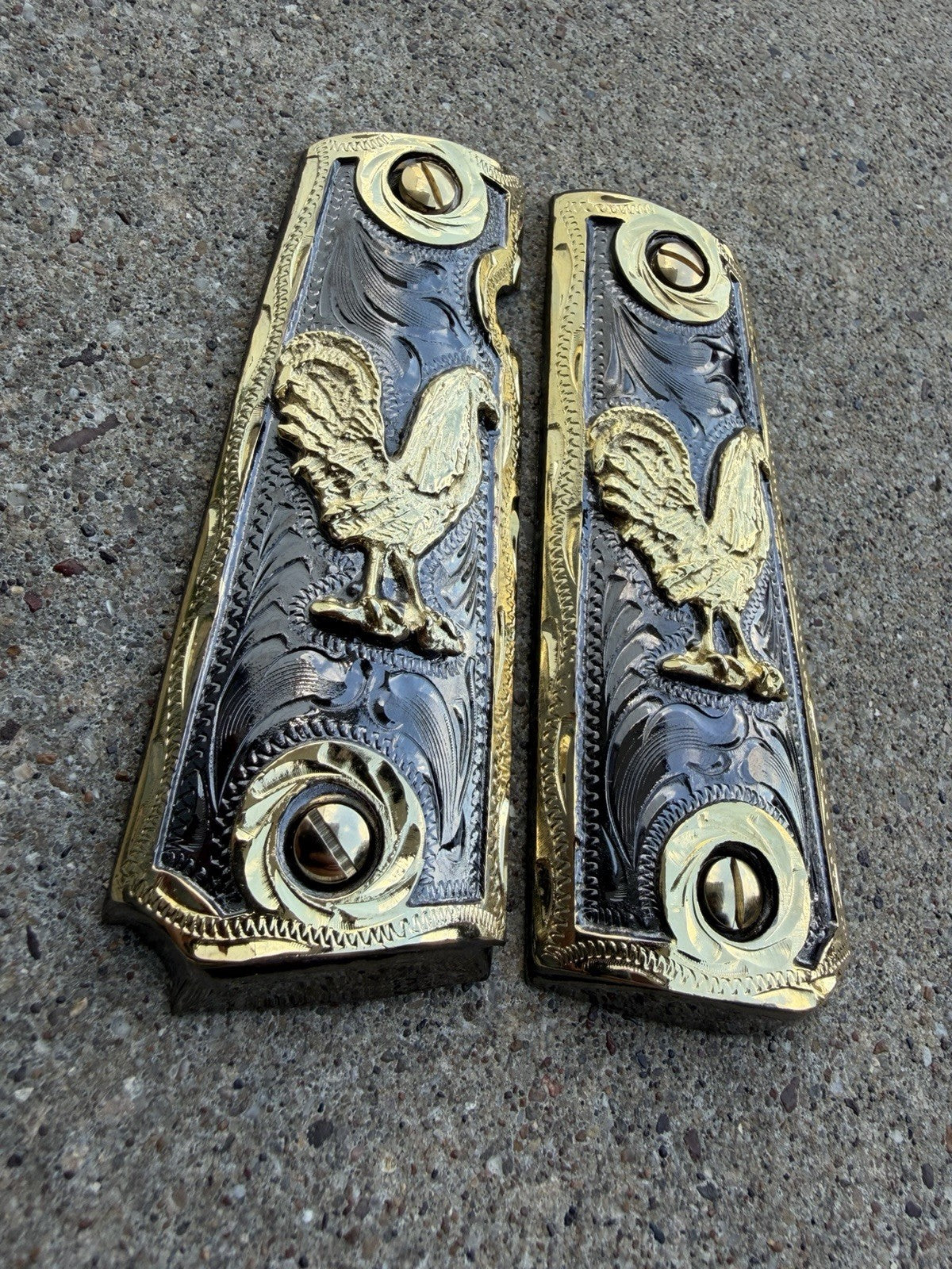 1911 45 38 Super Full Size Gallo Gold Gun Pistol Grip Cachas & 24K Screws