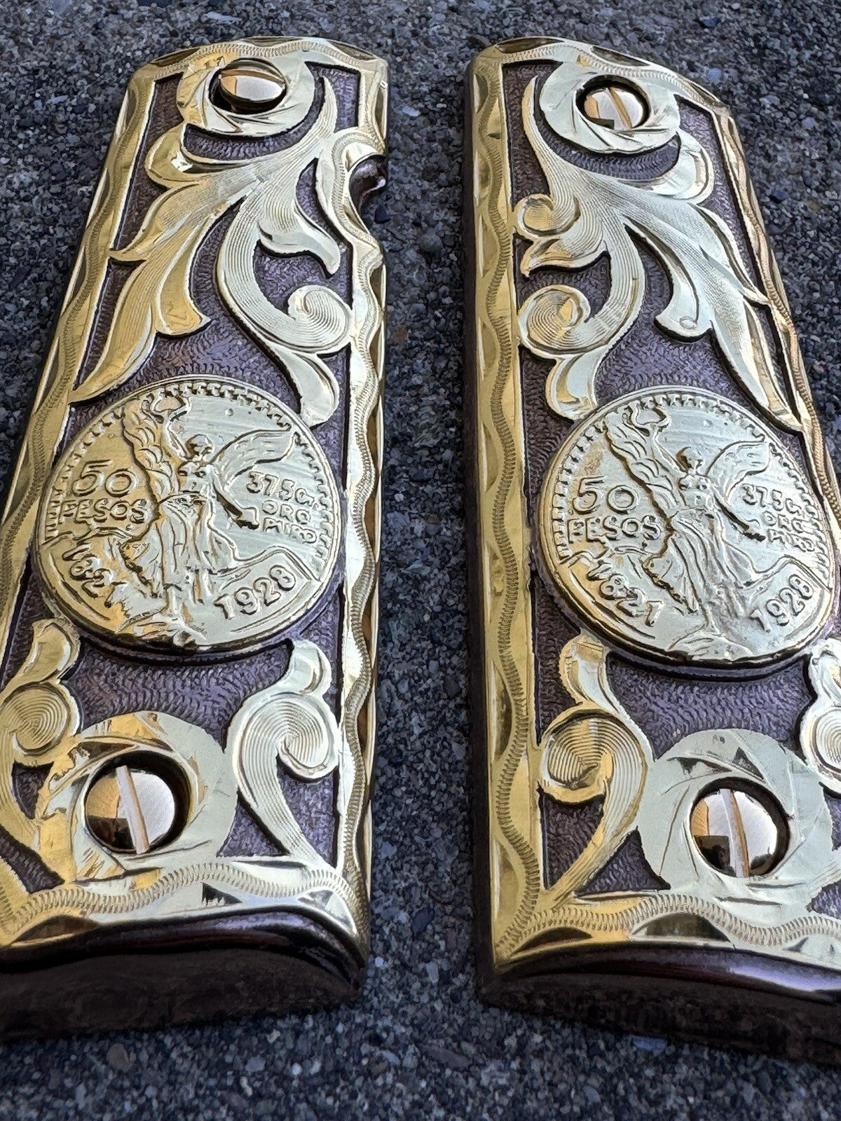 1911 45 38 Super Full Size Centenario Rose Gold Gun Grip Cachas & 24K Screws