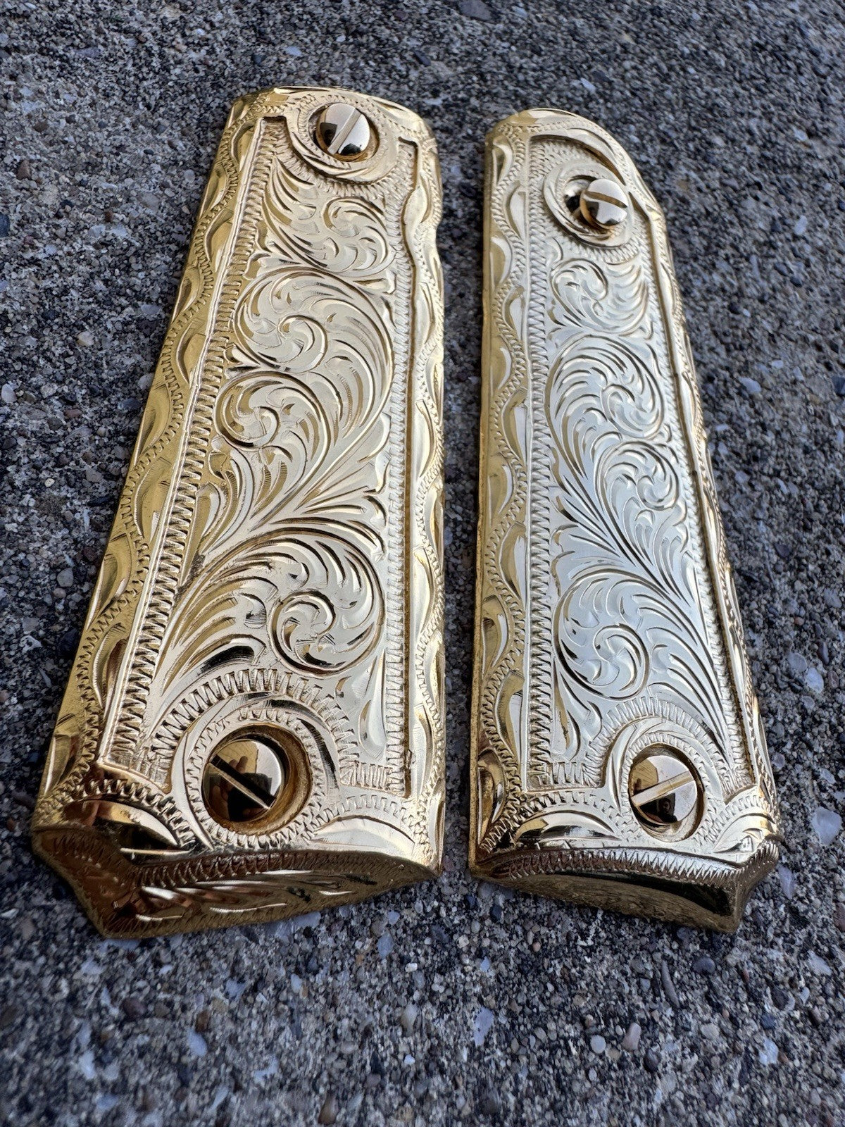 1911 45 38 Super Full Size Gold Gun Pistol Grip Cachas Chapeado & 24K Screws