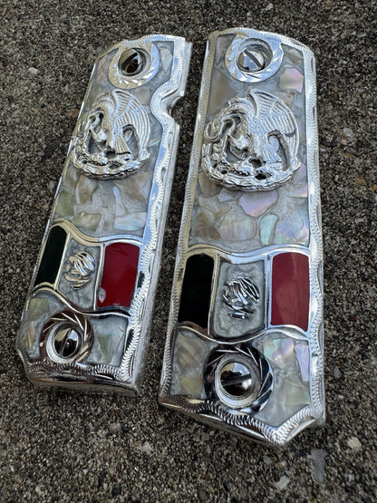 1911 45 38 Super Full Size Aguila Gun Pistol Grip Cachas & Polished Screws