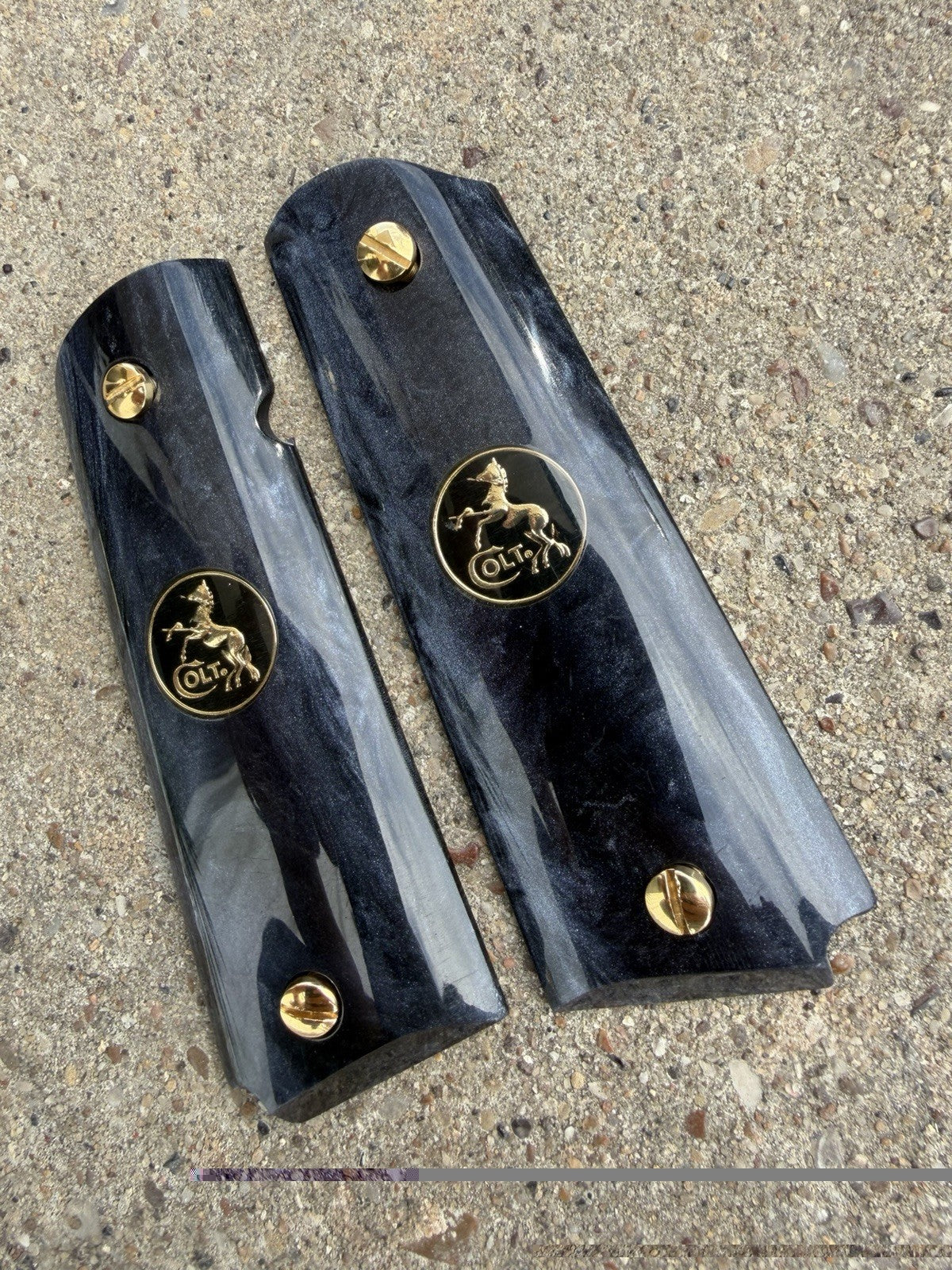 1911 45 38 Super Full Size Gold Gun Pistol Grip Cachas Chapeado & 24K Screws