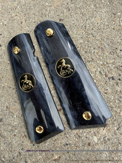 1911 45 38 Super Full Size Gold Gun Pistol Grip Cachas Chapeado & 24K Screws