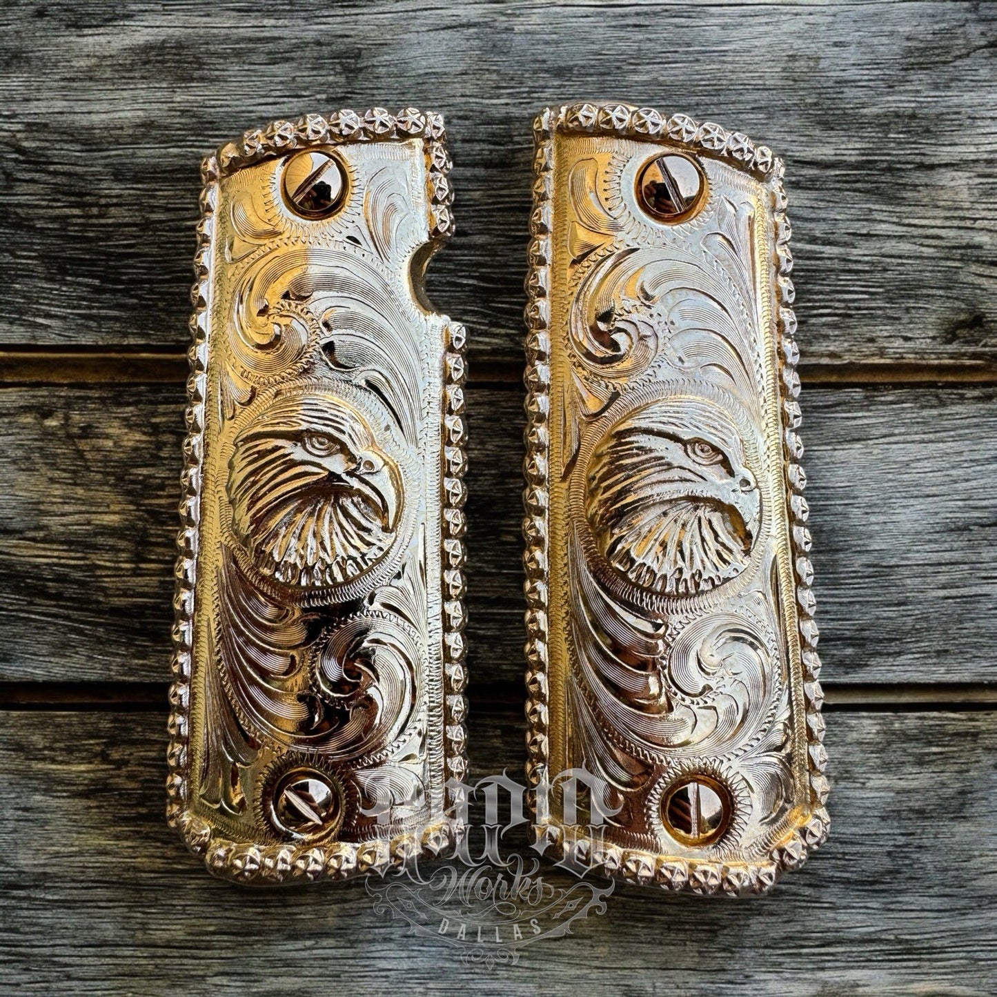 1911 45 38 Super Full Size Gold Gun Pistol Grip Cachas Chapeado & 24K Screws