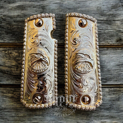 1911 45 38 Super Full Size Gold Gun Pistol Grip Cachas Chapeado & 24K Screws