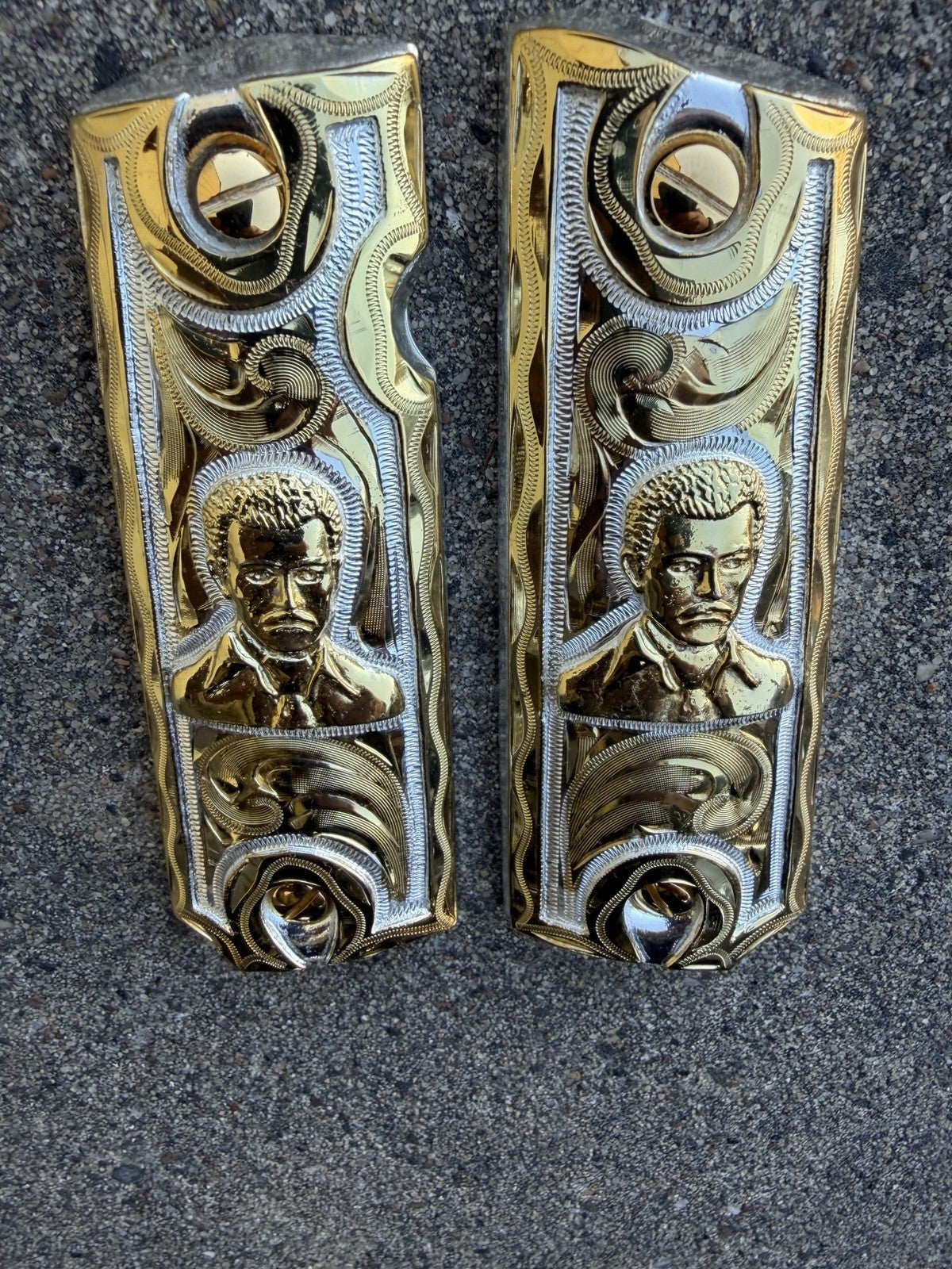 1911 45 38 Super Full Size Gold Gun Pistol Grip Cachas Chapeado & 24K Screws