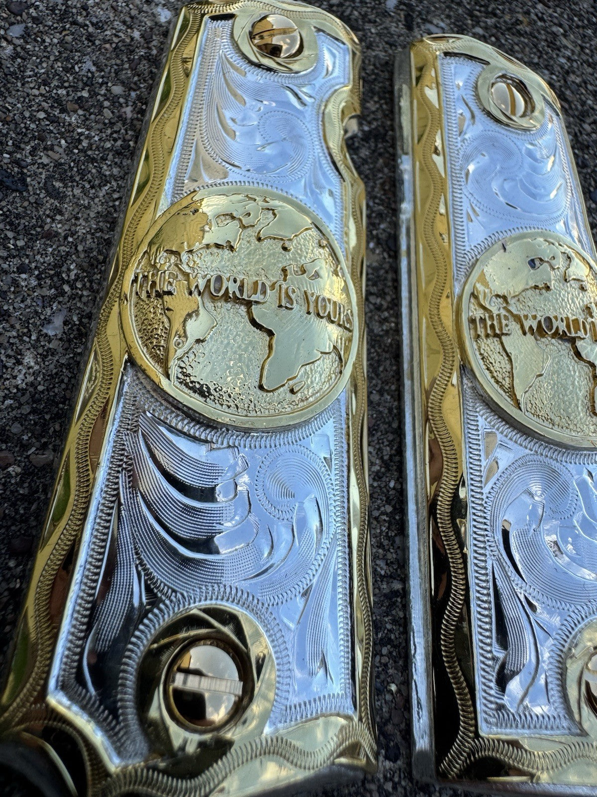 1911 45 38 Super Full Size Gold Gun Pistol Grip Cachas & 24K Screws