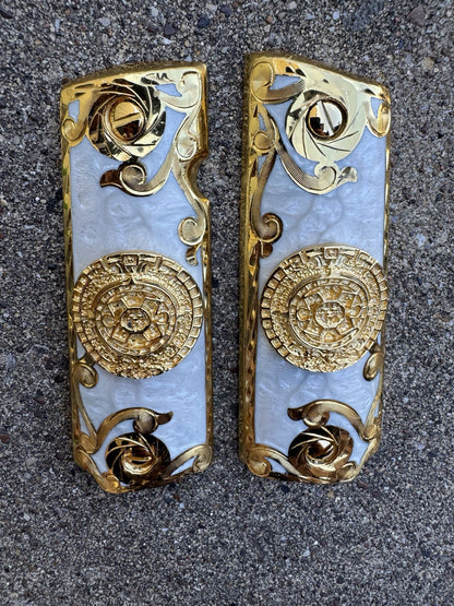1911 45 38 Super Full Size Calendario Gold Gun Pistol Grip Cachas & 24K Screws