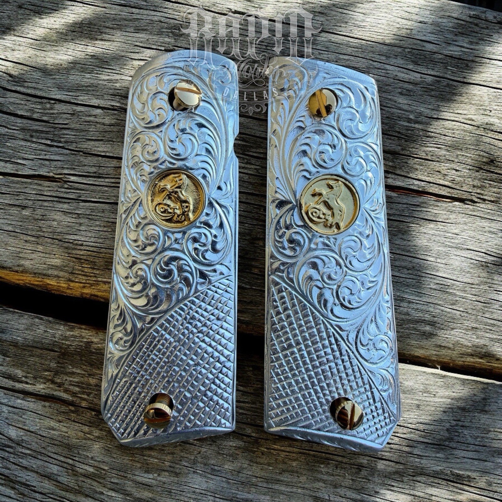 1911 45 38 Super Full Size Gold Gun Pistol Grip Cachas Chapeado & 24K Screws