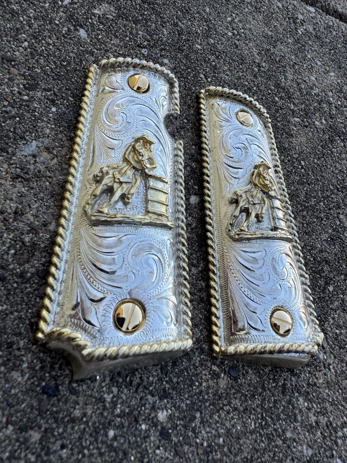 1911 45 38 Super Full Size Gold Gun Pistol Grip Cachas Chapeado & 24K Screws
