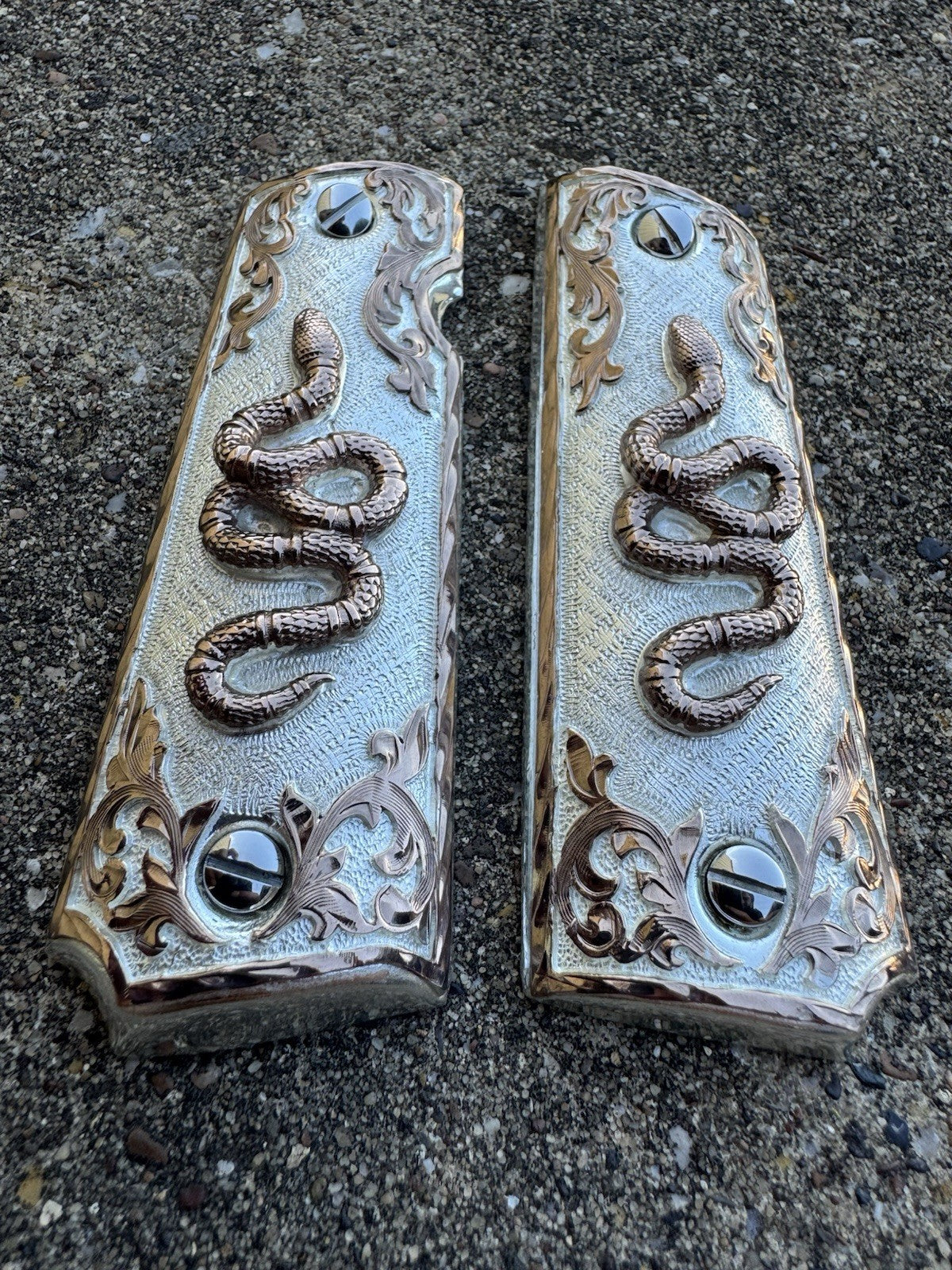 1911 45 38 Super Full Size Rose Gold Snake Gun Pistol Grip Cachas & Screws