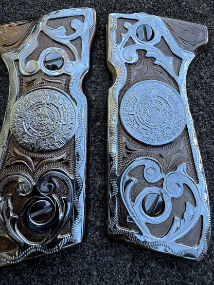 Beretta 92FS Cachas Centenario Rose Gold Plated Pistol Custom Grips & Screws