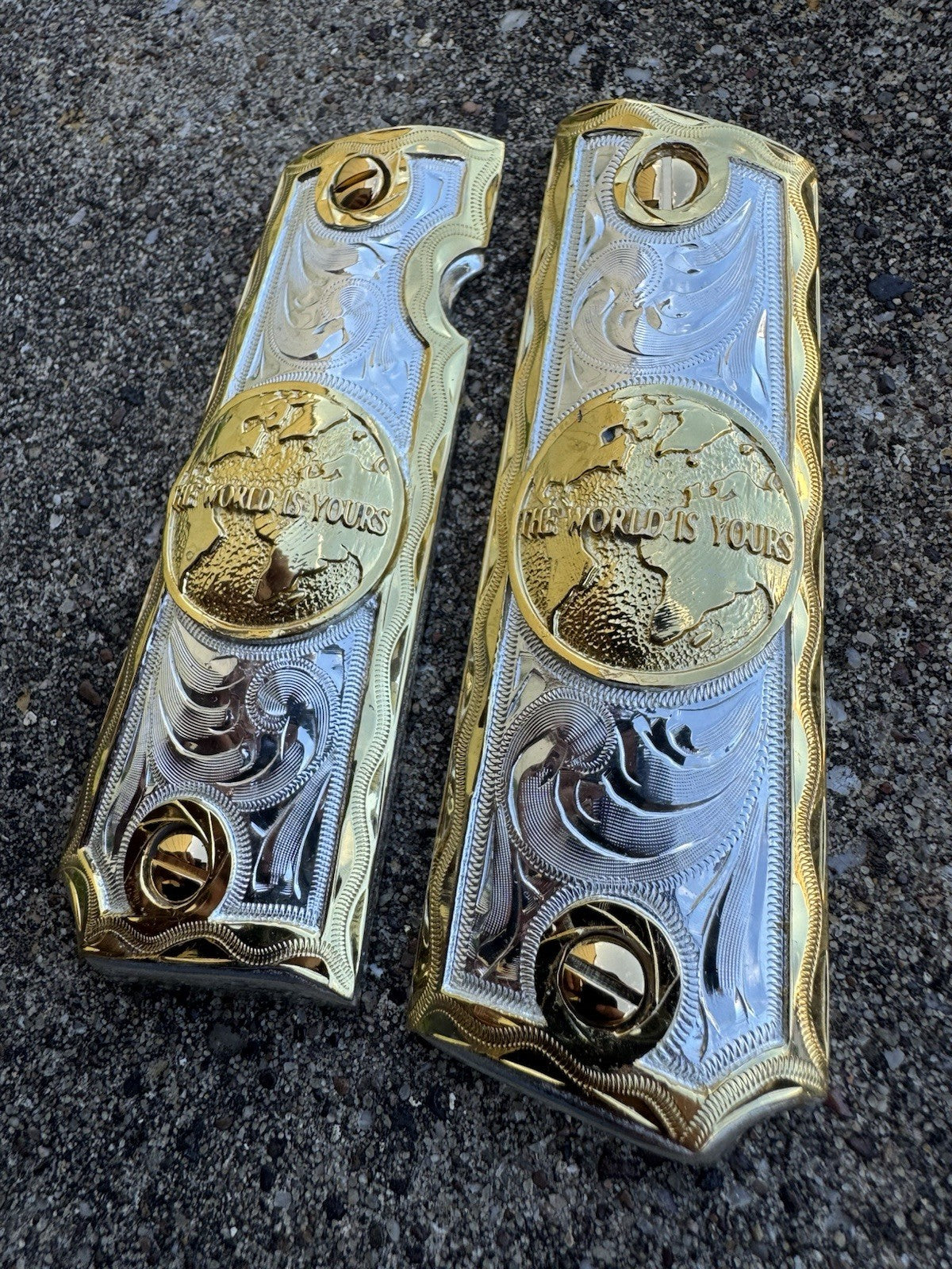 1911 45 38 Super Full Size Gold Gun Pistol Grip Cachas & 24K Screws