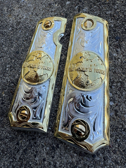 1911 45 38 Super Full Size Gold Gun Pistol Grip Cachas & 24K Screws
