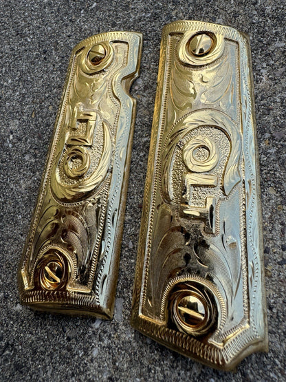 1911 45 38 Super Full Size Colt Gold Gun Pistol Grip Cachas & 24K Screws