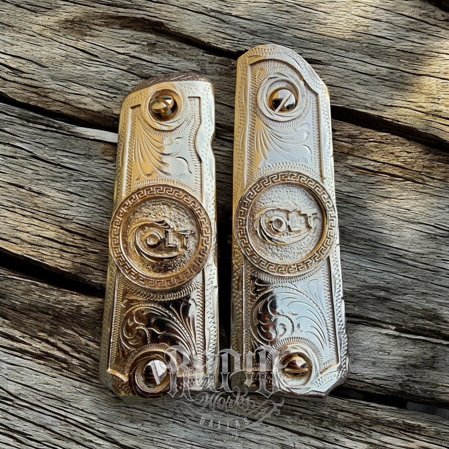 1911 45 38 Super Full Size COLT Gold Gun Pistol Grip Cachas & 24K Screws