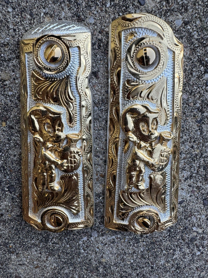 1911 45 38 Super Full Size Richie Rich Gold Gun Pistol Grip Cachas & 24K Screws