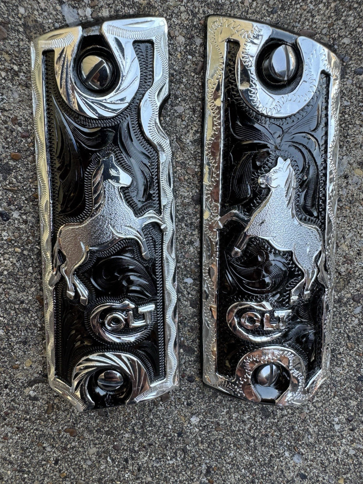 1911 45 38 Super Full Size Colt Horse Gun Pistol Grip Cachas & Polished Screws