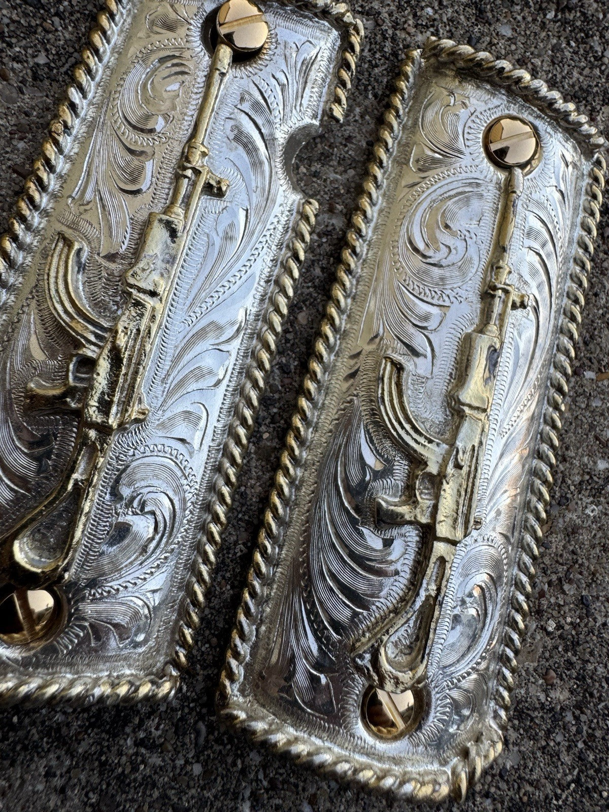 1911 45 38 Super Full Size Gold Gun Pistol Grip Cachas Chapeado & 24K Screws