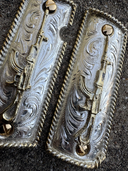 1911 45 38 Super Full Size Gold Gun Pistol Grip Cachas Chapeado & 24K Screws