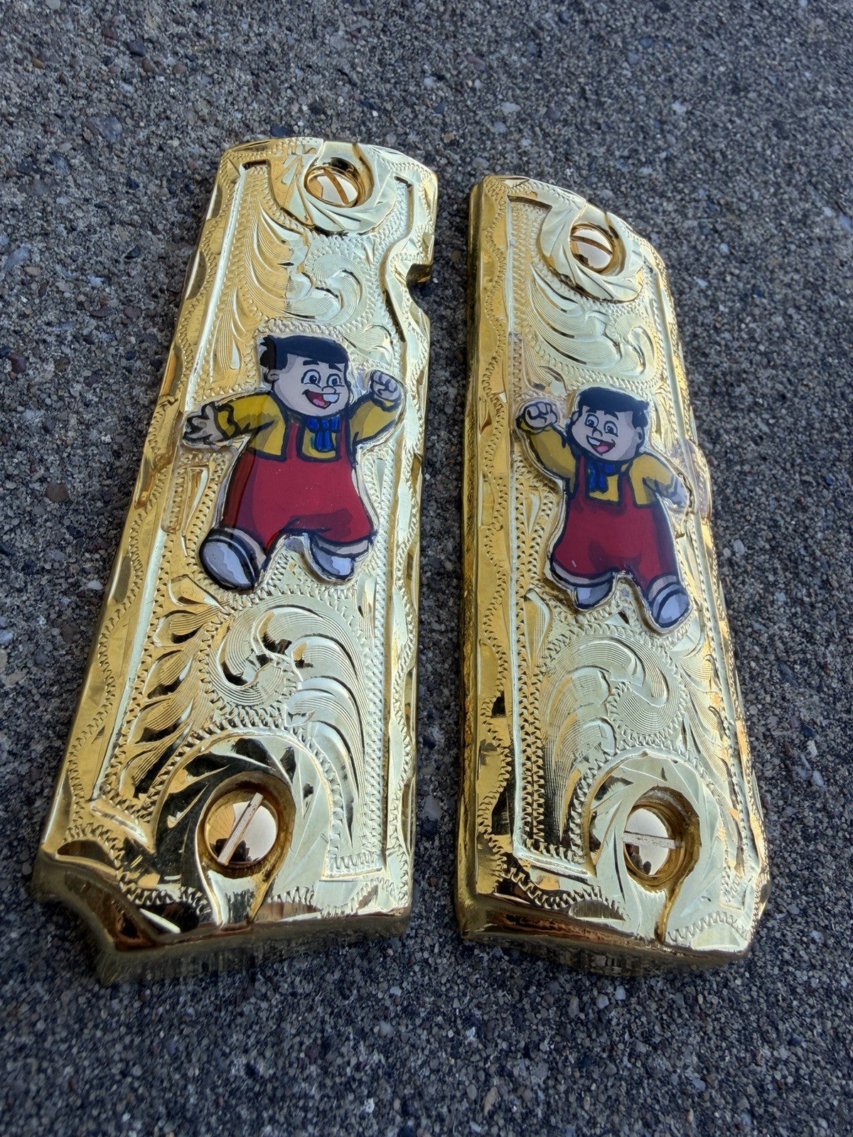 1911 45 38 Super Full Size Ñoño Gold Gun Pistol Grip Cachas & 24K Screws