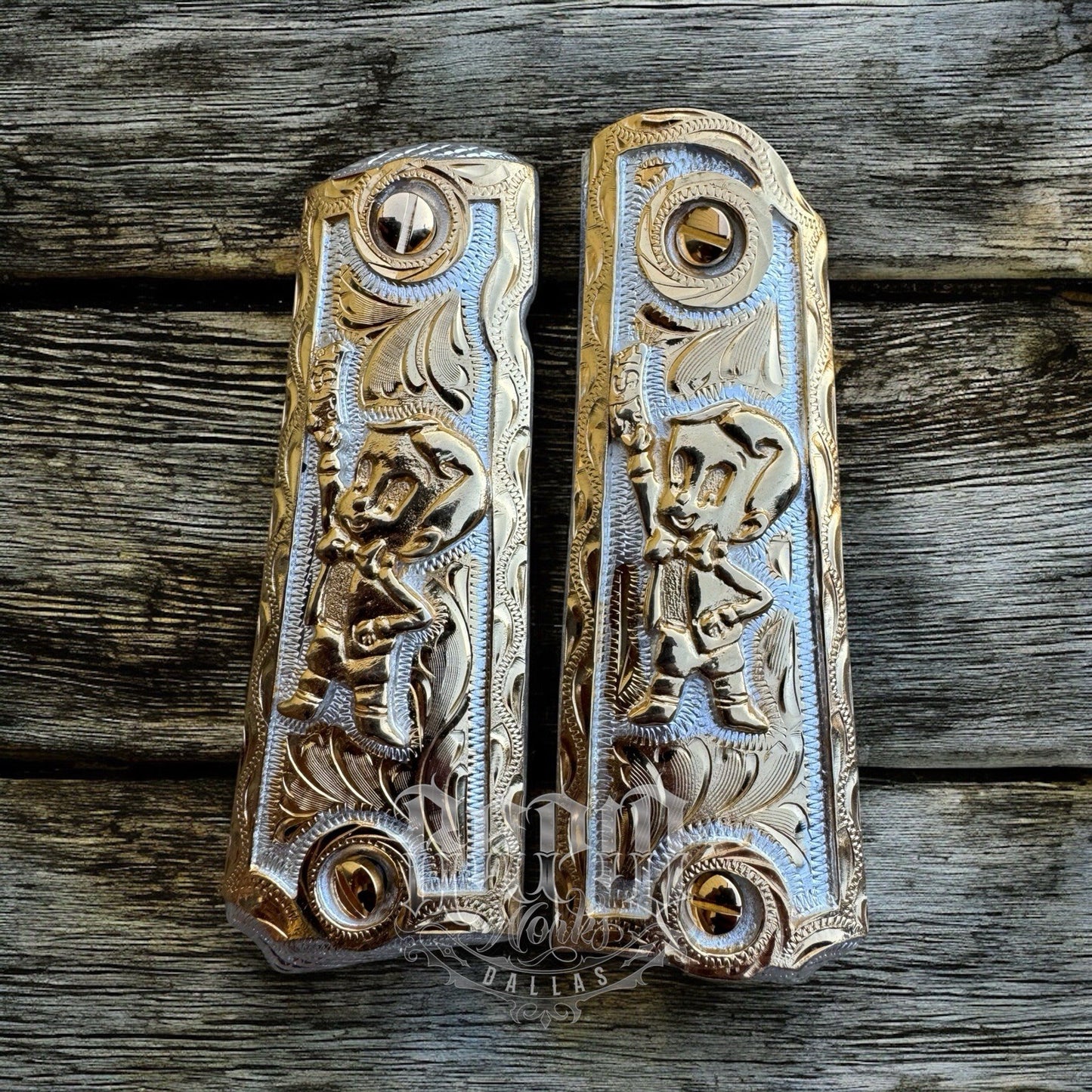 1911 45 38 Super Full Size Richie Rich Gold Gun Pistol Grip Cachas & 24K Screws