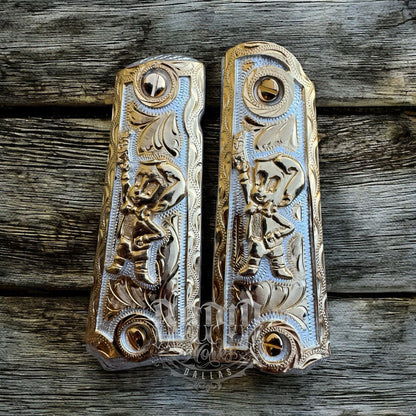 1911 45 38 Super Full Size Richie Rich Gold Gun Pistol Grip Cachas & 24K Screws