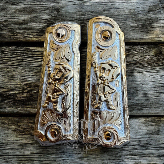 1911 45 38 Super Full Size Richie Rich Gold Gun Pistol Grip Cachas & 24K Screws