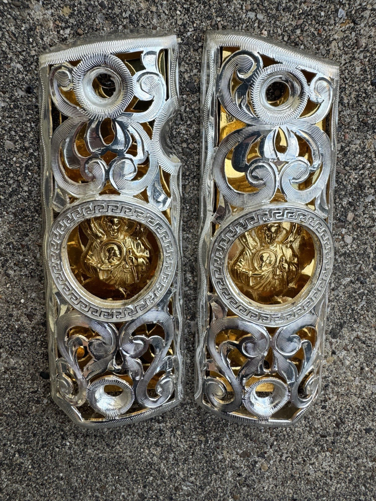 1911 45 38 Super Full Size San Judas Gold Gun Pistol Grip Cachas & 24K Screws