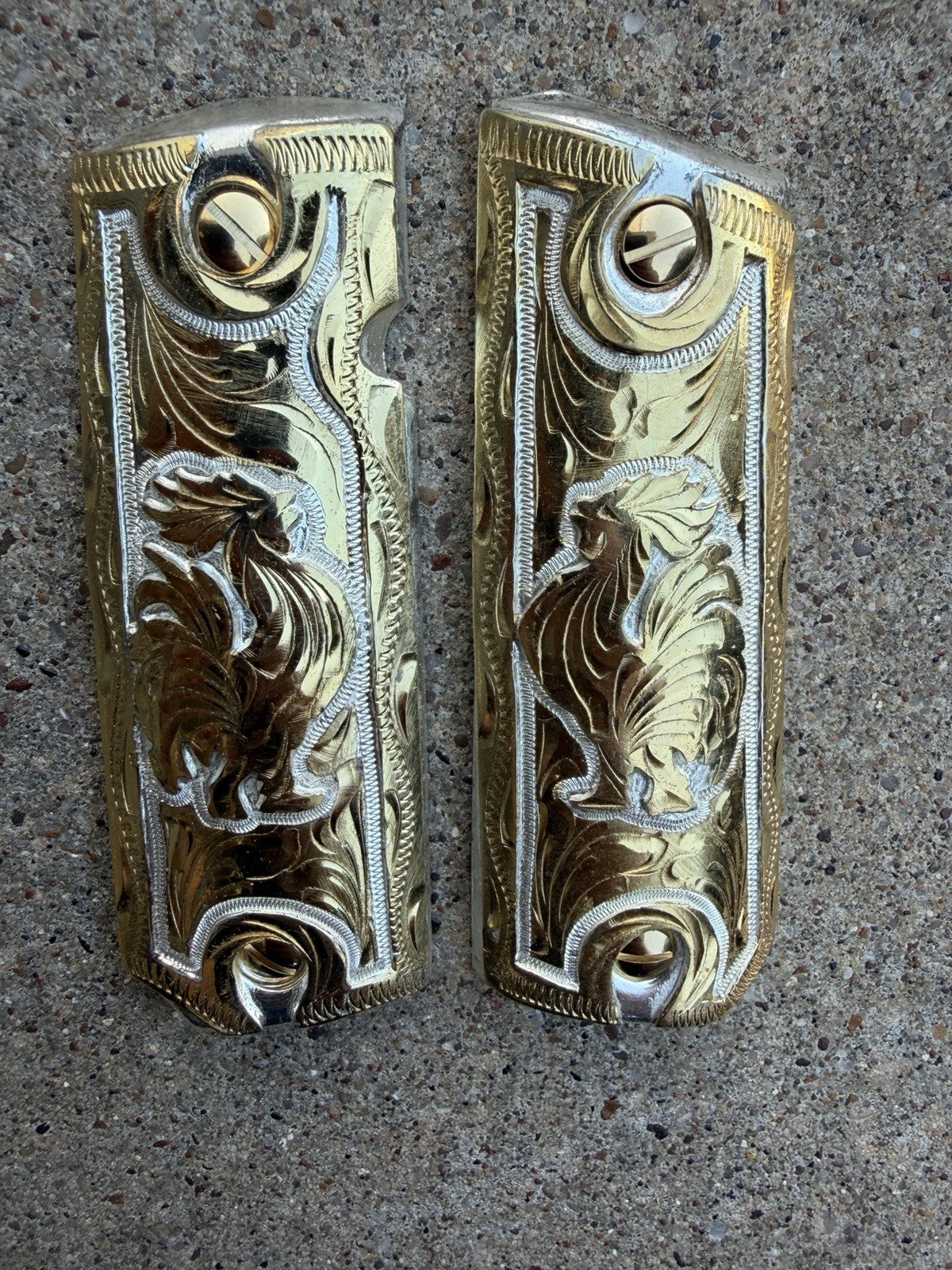 1911 45 38 Super Full Size Gallo Gold Gun Pistol Grip Cachas & 24K Screws