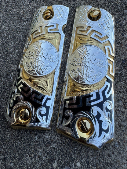 1911 45 38 Super Centenario Full Size Gold Gun Pistol Grip Cachas & 24K Screws