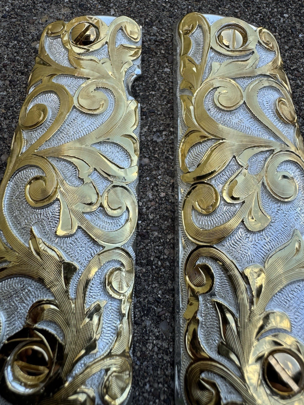 1911 45 38 Super Full Size Gold Gun Pistol Grip Cachas Chapeado & 24K Screws