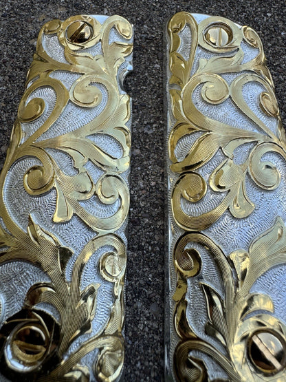 1911 45 38 Super Full Size Gold Gun Pistol Grip Cachas Chapeado & 24K Screws