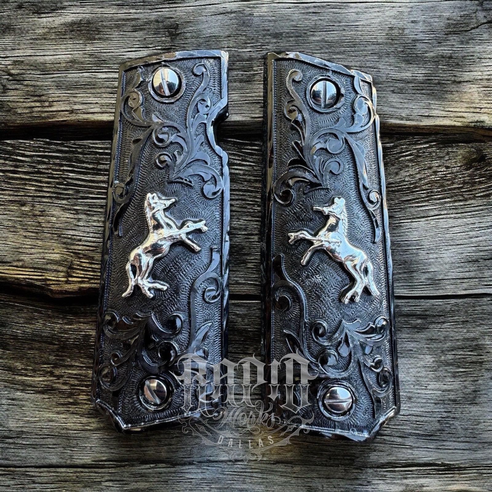 1911 45 38 Super Full Size Colt Horse Gun Pistol Grip Cachas & Polished Screws