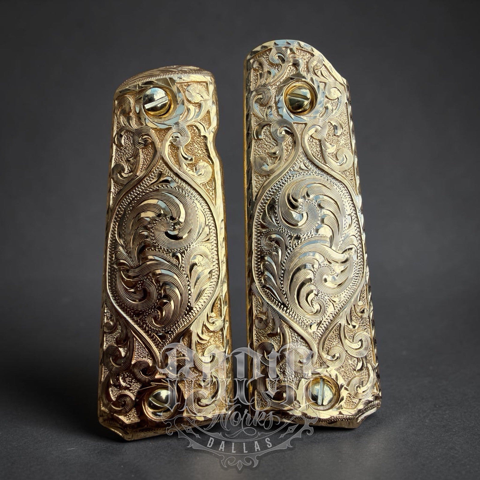 1911 45 38 Super Full Size Gold Gun Pistol Grip Cachas Chapeado & 24K Screws