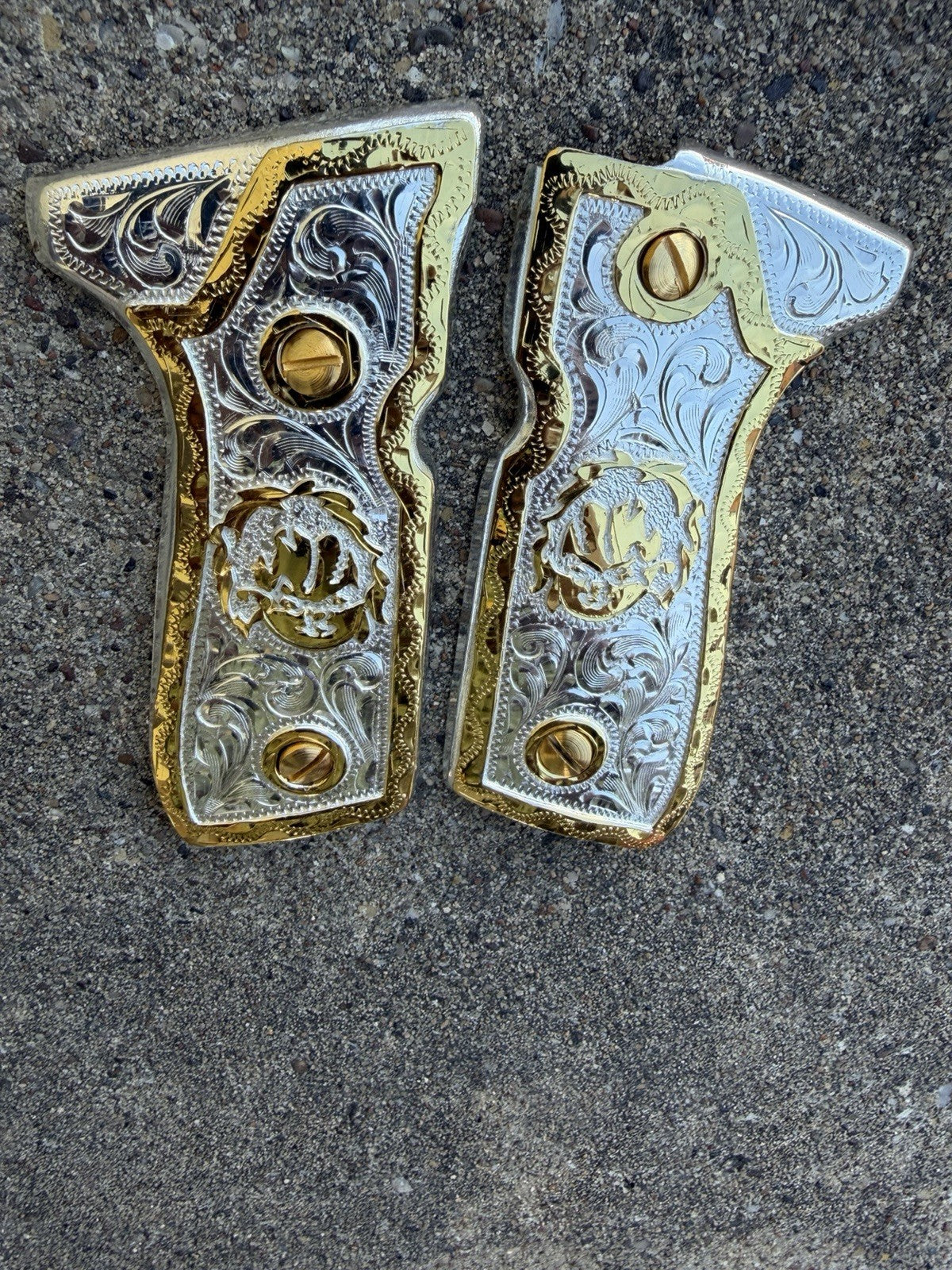 Beretta 92FS Cachas Chucky Gold Plated Pistol Custom Grips & Gold Screws