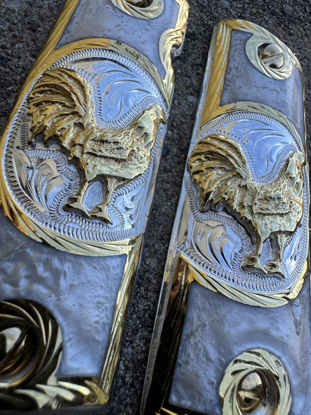 1911 45 38 Super Full Size Gallo Gold Gun Pistol Grip Cachas & 24K Screws