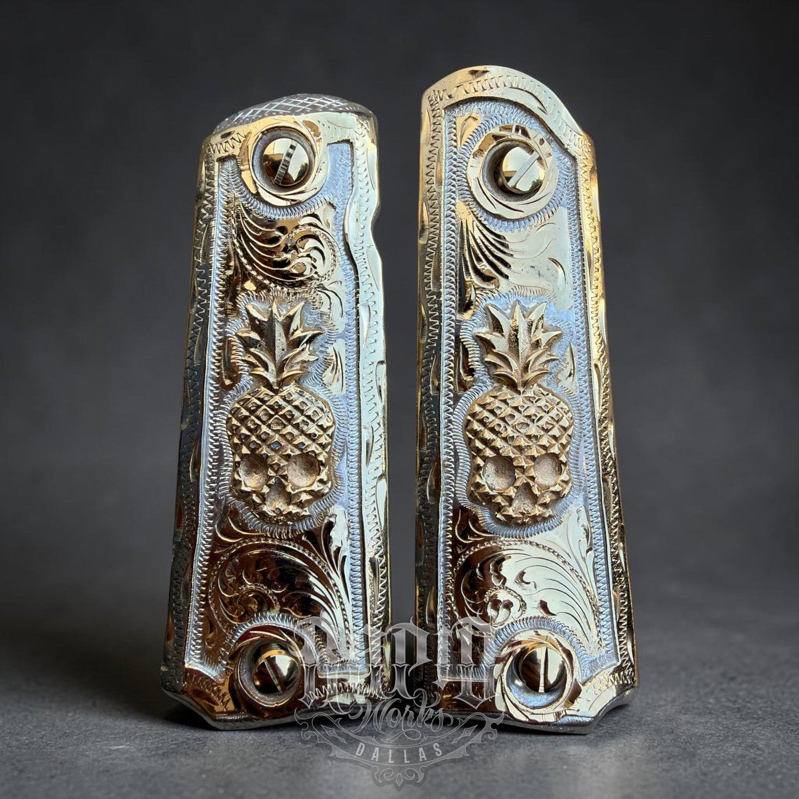 1911 45 38 Super Full Size Gold Gun Pistol Grip Cachas Chapeado & 24K Screws