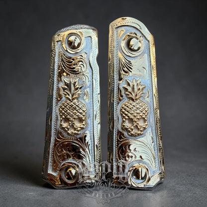 1911 45 38 Super Full Size Gold Gun Pistol Grip Cachas Chapeado & 24K Screws
