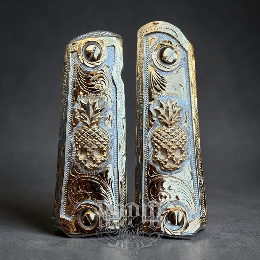 1911 45 38 Super Full Size Gold Gun Pistol Grip Cachas Chapeado & 24K Screws