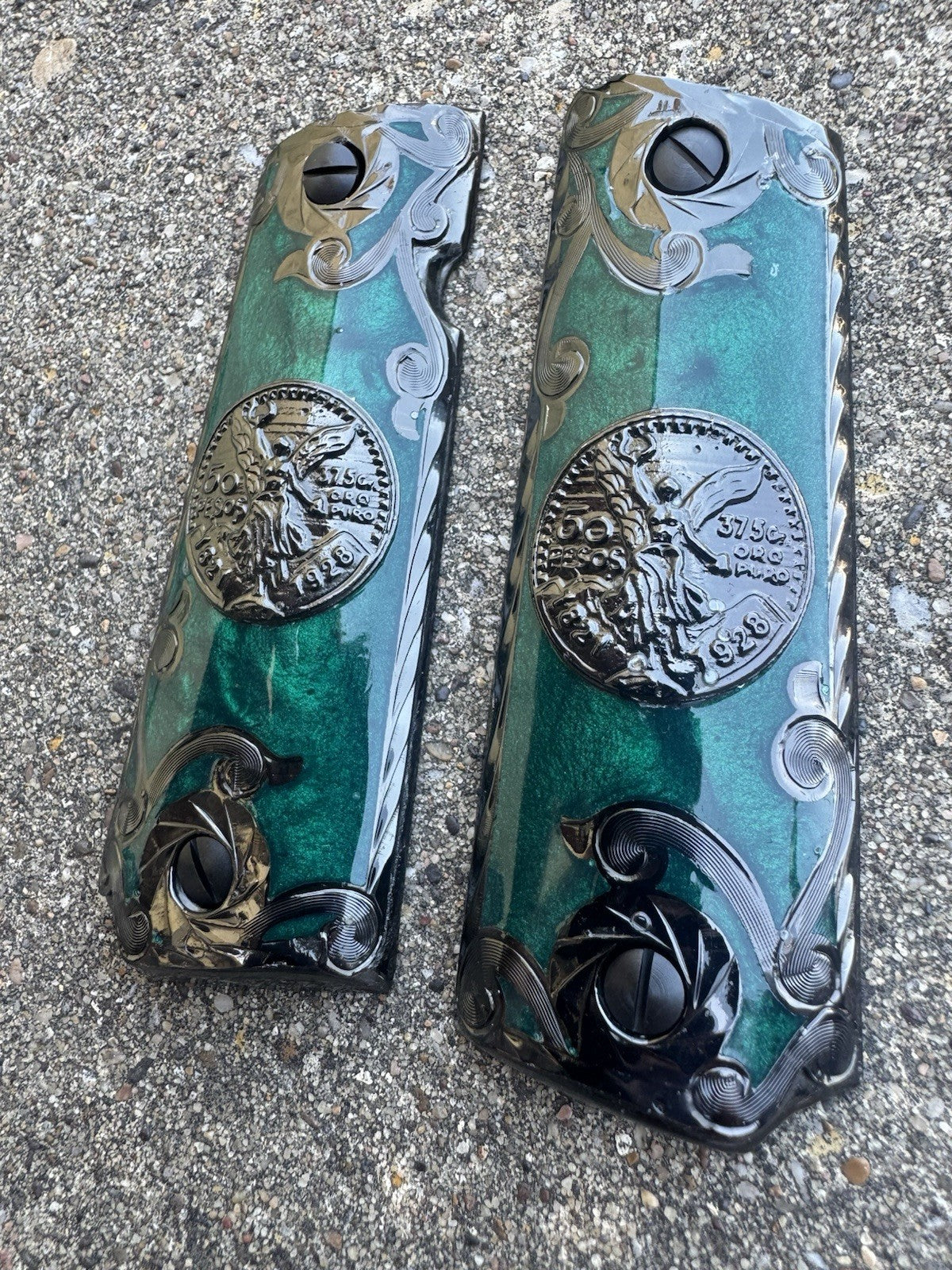 1911 45 38 Super Full Size Centenario Gold Gun Pistol Grip Cachas & Screws