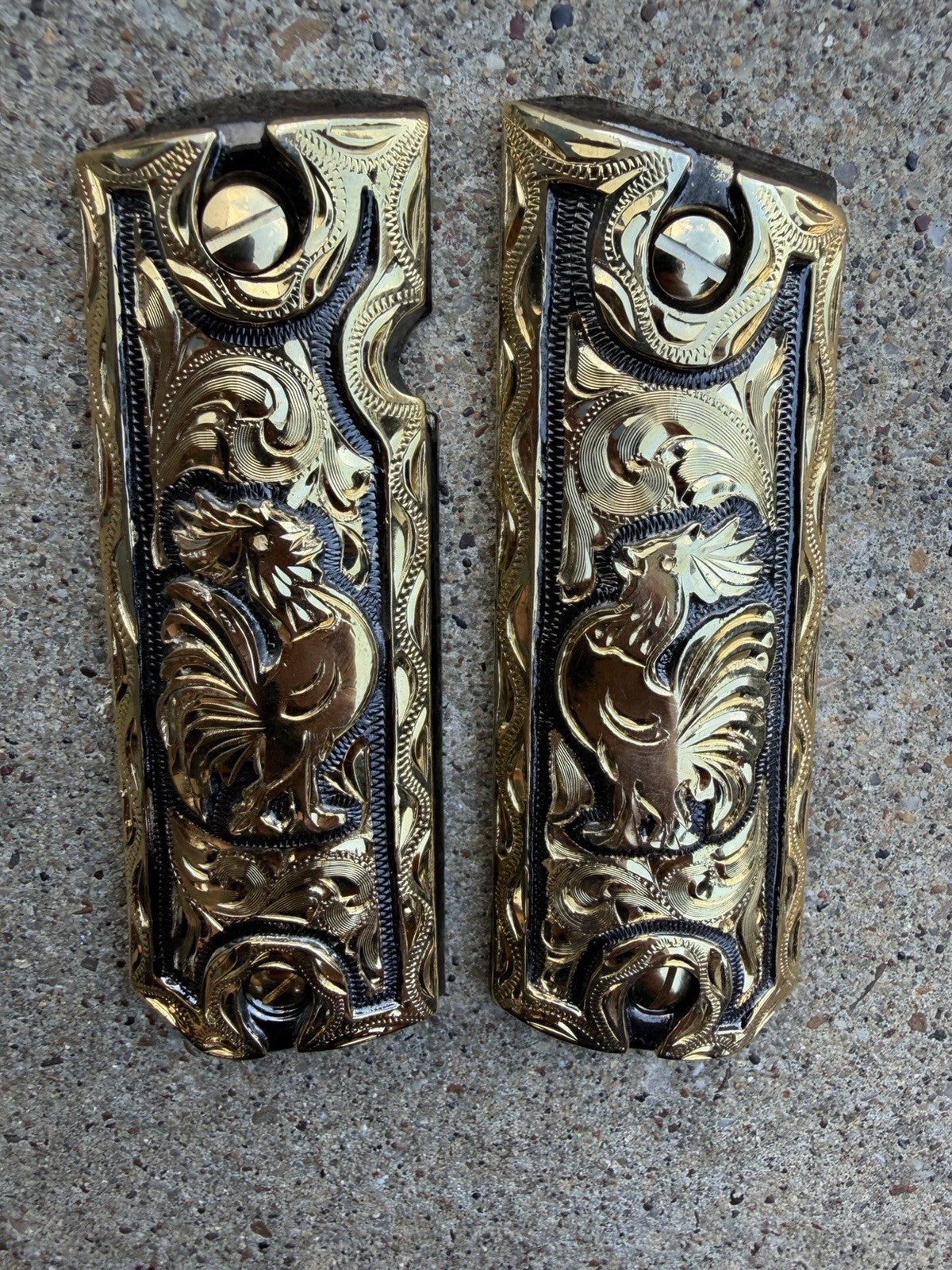 1911 45 38 Super Full Size Gallo Gold Gun Pistol Grip Cachas & 24K Screws