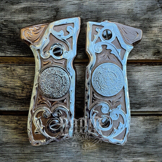 Beretta 92FS Cachas Centenario Rose Gold Plated Pistol Custom Grips & Screws