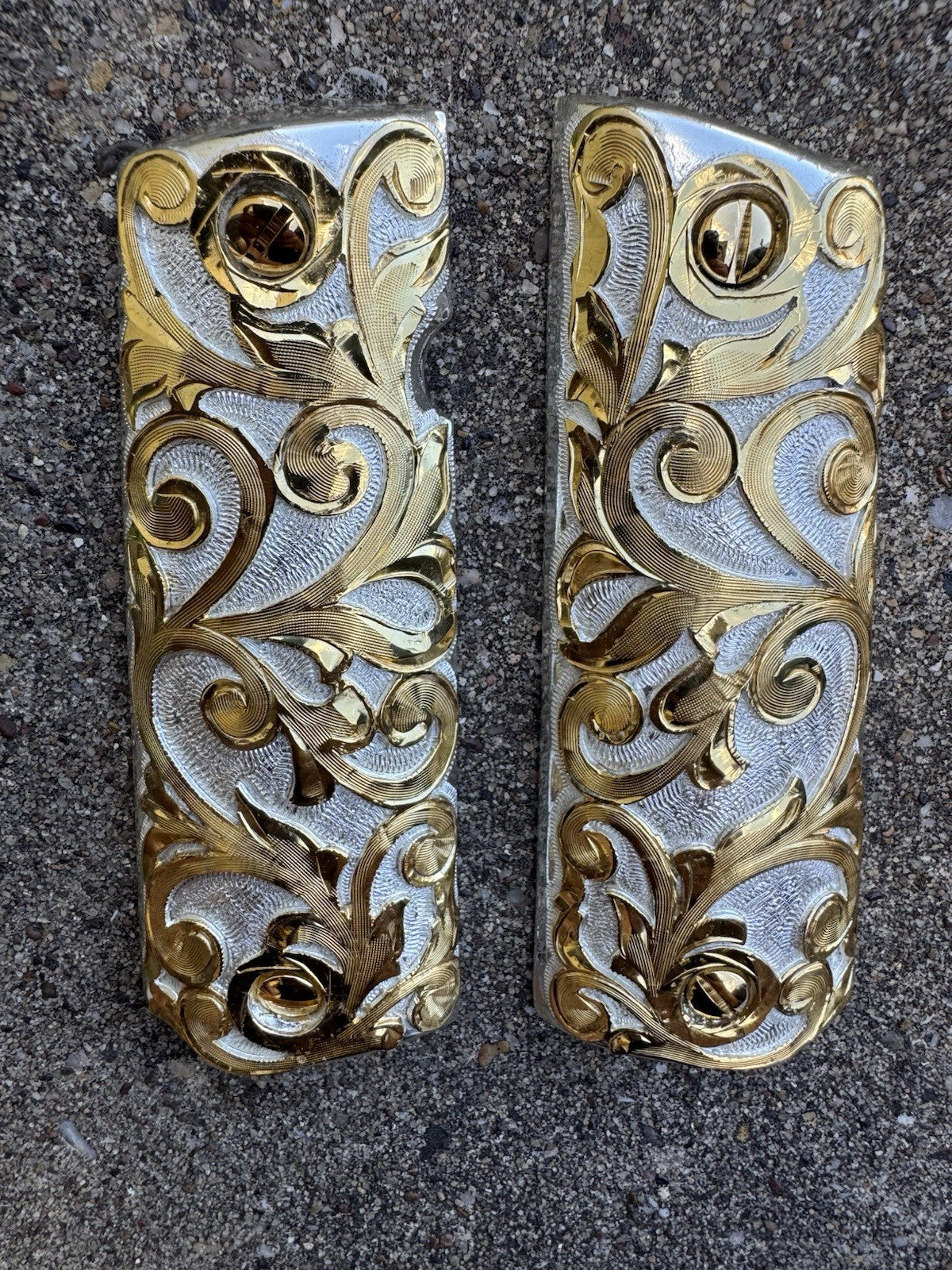 1911 45 38 Super Full Size Gold Gun Pistol Grip Cachas Chapeado & 24K Screws
