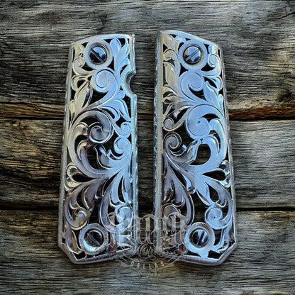 1911 45 38 Super Full Size Gun Pistol Grip Cachas & Polished Screws